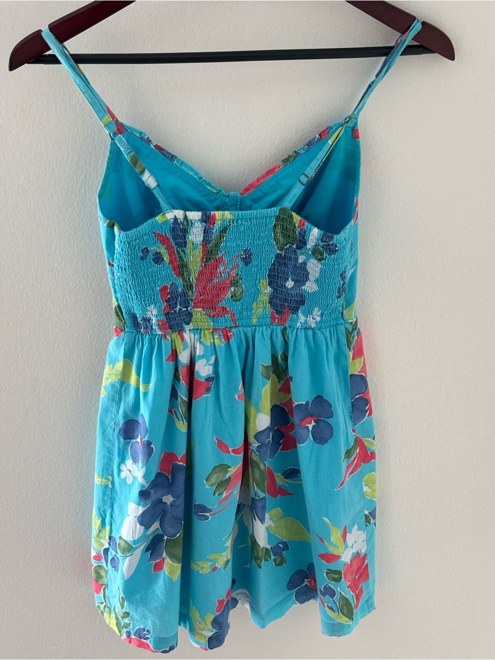 Hollister S Turquoise Island Floral Smocked Cami Empire Dress Coconut Girl Y2K - Picture 10 of 12